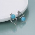 wholesale 925 Silver Designer High-End Gemstone Earrings, Geometric Minimalist Style Green Agate Stud Ear Drops-0-2