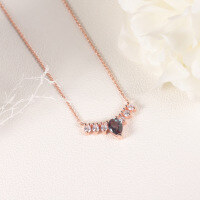 wholesale S925 silver rose gold plated, unique pear-shaped lab-changing sapphire necklace-Lab-Changed Sapphire Necklace