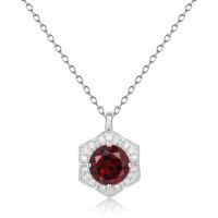 wholesale Design a lightweight luxury jewelry accessory: S925 silver French romantic pendant with natural colored gemstone necklace-Natural garnet &gt;925 silver
