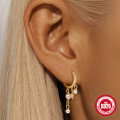 wholesale S925 Sterling Silver New Eight-Pointed Star Rhinestone Fringe Chain Earring with Pearl-0-3