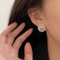 wholesale S925 Sterling Silver Hollow-Out Sphere Earrings for Women, Light Luxury Fashion Korean New Woven Geometric Stud Earrings-0-2