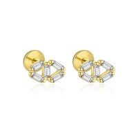 wholesale S925 Sterling Silver Wholesale-E4759-Gold/Pair 925 Silver