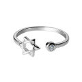 wholesale S925 Sterling Silver Fashion Hexagram Open Ring for Women, Sweet Star Tail Ring Gift J0733-0-4