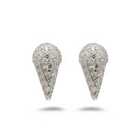 wholesale S925 Silver Source Manufacturer Wholesale Dunli Jewelry Ice Cream Cute Style White Zircon Earrings-Ice cream cone earrings platinum > 925 silver