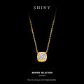 S925 Silver Plated 1-Carat Round Moissanite Pendant Necklace, Vintage Style-0-5