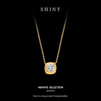 S925 Silver Plated 1-Carat Round Moissanite Pendant Necklace, Vintage Style-S925 sterling silver, 18K gold, and a 1-carat moissanite.