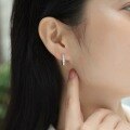 wholesale S925 Silver, minimalist and chic Korean-style earrings with a unique design, heavily set with moissanite in a new Chinese style-0-3