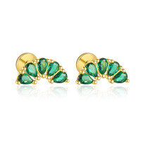 wholesale S925 Sterling Silver Wholesale Women's Earrings With Green Zircon, Irregular Design For Luxurious Style-E4782-Gold/Pair 925 Silver