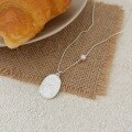 wholesale S925 Sterling Silver Oval Pendant Brushed Necklace Women Small Luxury Ins Style New Korean Version Choker-0-5