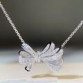 wholesale S925 Sterling Silver Full-Drill Phantom Butterfly Bow Necklace, Heavy Duty Designer Collarbone Pendant-0-4
