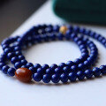 wholesale 18k gold with natural Afghan lapis lazuli 108 bead Buddha bracelet featuring hollow floral beads 6mm lapis lazuli original bracelet-0-2