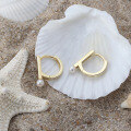 wholesale S925 Sterling Silver D-Shaped Earrings with Natural Freshwater Pearls, Fashionable and Versatile for Wholesale-0-1