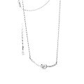 wholesale 925 Sterling Silver Curved Diamond-Inlaid Knot Necklace for Women, Tied Smile Ins Small and Unique Style Short Collarbone Chain D9435-0-4