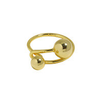 wholesale S925 Sterling Silver Geometric Sphere Minimalist Versatile Smooth Finish Open Ring for Women, Korean Version Ins Niche-YH434【18K Gold】 Adjustable opening