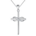 wholesale S925 Sterling Silver Moissanite Cross Necklace with Infinity Symbol Fashion Trendy Minimalist Pendant Collarbone Chain-0-6