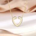 wholesale S925 Sterling Silver Women's Sand Gold Heart Pendant Necklace, Golden Heart Design, Hot-Selling Export Item, Big Brand Same Style Jewelry-0-1
