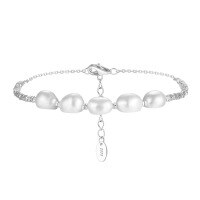 wholesale S925 Sterling Silver Cloud-Pattern Bracelet with Cultured Freshwater Pearls, Versatile and Elegant, Direct from Manufacturer-14K gold, natural freshwater pearl, approximately 4.67g 925 silver