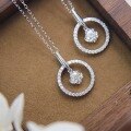 wholesale S925 Sterling Silver Full-Circle Pavé Diamond Pendant Necklace for Women, Fashion-Forward Minimalist Versatile Statement Piece with Dazzling Sparkle-0-1