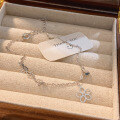 wholesale 925 Sterling Silver Korean Japanese Style Butterfly Flower Anklet for Girls, High-End Ethereal Fresh and Sweet Anklet Silver Jewelry-0-0