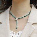 wholesale S925 Silver Plated Cross-Border New Light Luxury Fashion Snake-Shaped Necklace for Women, Personalized and Elegant, with Lab-Grown Emerald, Customizable-0-1