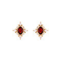 wholesale 925 Silver Vintage High-End Cross Star Earrings for Women with Natural Garnet and Zirconia Stud Earrings and Red Garnet Ring Set-0-1