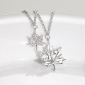 wholesale 925 Sterling Silver Autumn New Popular Double Layer Maple Leaf Pendant Necklace, a Unique Birthday Gift for Girlfriend-0-1
