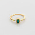 wholesale S925 Sterling Silver Cross-Border New Lab-Created Emerald Geometric Rectangle Minimalist Ring for Women Wholesale-0-1
