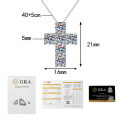 S925 Silver 3ct Cross Necklace with Moissanite, Chic Collarbone Chain-0-5