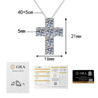 S925 Silver 3ct Cross Necklace with Moissanite, Chic Collarbone Chain-0.5 carat x 6 moissanite (box chain)  925 silver