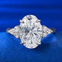 wholesale Metal material first, Mu Jing Jewelry new simulated diamond ring 8*12mm oval white diamond engagement ring for womenins-R726 White Diamond No. 6