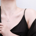Sterling Silver New Minimalist Diamond-Cross Pendant Necklace, Light Luxury Versatile Design-0-1