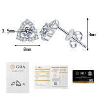 S925 Silver New Moissanite Rose Flower Stud Earrings-20 points + 20 points Moissanite  925 Silver