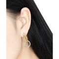 wholesale S925 sterling silver women's earrings with 779 niche, stylish, edgy, and luxurious split-color electroplated texture and irregular geometric triple rings-0-3