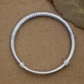wholesale 999 Silver Ancient Method Prajna Paramita Heart Sutra Push-Pull Bangle for Women, Pure Silver Simple Retro Ethnic Style Frosted Tassel Bracelet-0-5