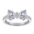 wholesale S925 Sterling Silver Bow Heart Shape Zirconia Love Ring for Women, European and American Fashion Hot Seller, Dropshipping Available-0-1