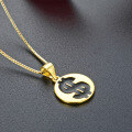 wholesale 925 sterling silver cross-border niche hip-hop round dollar pendant necklace with drip oil accessories for men and women-0-2