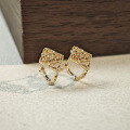 wholesale 14K gold plated S925 sterling silver Japanese light luxury winter night window lattice pattern grace earrings versatile carved earrings-0-1