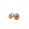 wholesale S925 Sterling Silver Inlaid Natural Flower Amber Cabochon Round Stud Earrings, Elegant, Unique, and Versatile Live Streaming Supply Chain-0-4