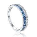 wholesale S925 Sterling Silver Europe and America Fashion White and Blue Color Contrast Zirconia Row Diamond Stacking Ring Personality Sterling Silver Ring for Women Wholesale from Factory-0-2