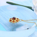 wholesale 925 Silver Vintage Royal Style Hollow Flower Pendant with Natural Garnet and Pearl Necklace for Sweaters-0-2