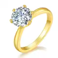 wholesale S925 Silver Minimalist Gold Ins Style Six-Prong Ring for Women, Fade-Resistant, Light Luxury Cross-Border New Moissanite Ring-0-0