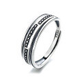wholesale S925 Sterling Silver Retro Vintage Ins Minimalist Geometric Ring Unisex Stackable Band-0-4