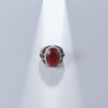 wholesale S925 Sterling Silver Designer Luxury Red Agate Ring Russian Exaggerated Jewelry with Natural Gemstone-0-1