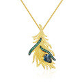 wholesale 925 Silver Designer High-End Pendant with Phoenix Bird Feather Design Inlaid with Natural Topaz Necklace Pendant-0-5