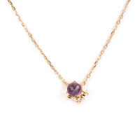 wholesale Pure silver light luxury style women's natural freshwater pearl amethyst zircon necklace manufacturer drop shipping jewelry wholesale-Freshwater Pearl + Amethyst + White Zircon Necklace