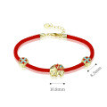 wholesale S925 Sterling Silver Dunhuang Six-Tusked White Elephant Original Beaded Bracelet for Women with Red String and Colored Patterned Cord Wholesale-0-2