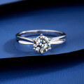 wholesale S925 Sterling Silver 1 Carat Six-Prong Solitaire Ring, Wedding Proposal Minimalist Live Streaming Trendy Moissanite Ring, Ready-to-Ship Wholesale-0-1