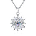 S925 Sterling Silver Moissanite Romantic Snowflake Necklace-0-3