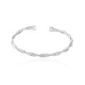 wholesale 999 Sterling Silver Möbius Strip Double Layer Heart Minimalist Design Plain Circle Bracelet for Women-0-4