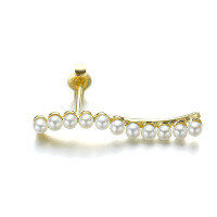 wholesale S925 silver plated with 14K gold Japanese-style minimalist sweet student-friendly pearl earrings-Single pearl earring>925 silver